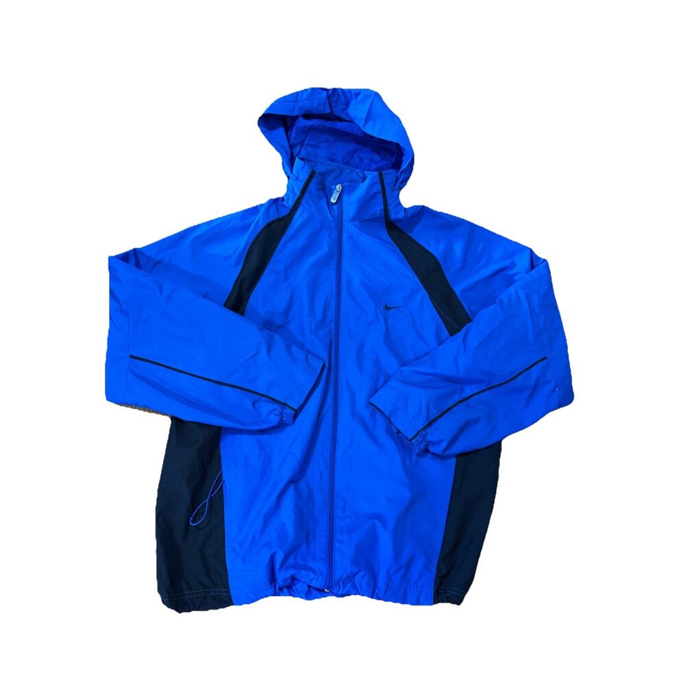 Y2K Nike Windbreaker Full Zip jacket Swoosh Hooded L Lined Lightweight Gorpcore